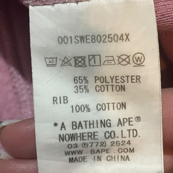 BAPE A Bathing Ape Pink Crewneck Sweatshirt – Medium - Picture 6 of 8